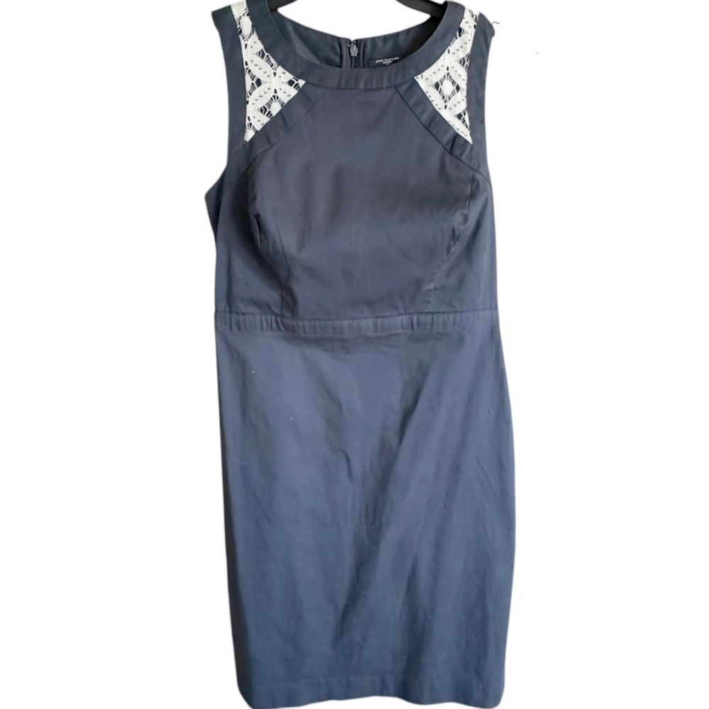 Ann Taylor Navy Sheath With Lace Dress - Picture 4 of 7
